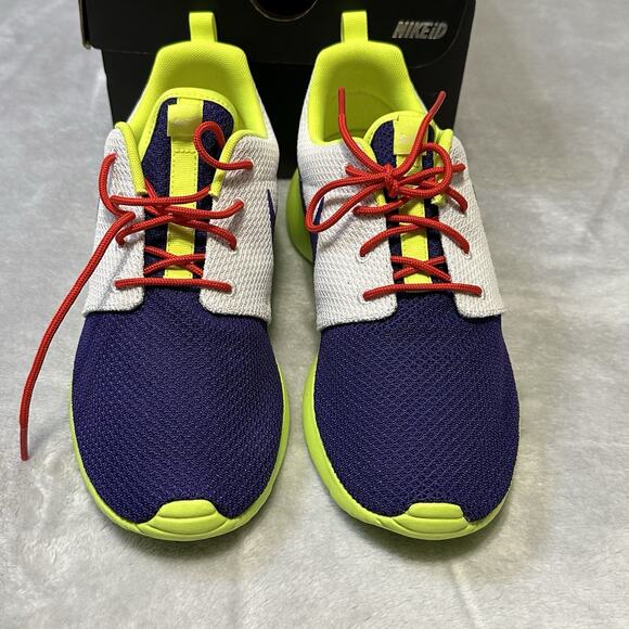 Nike Roshe Run Shoes Mens 7.5 / W 9 Custom White Purple Neon 943711-991 NIKEID - Picture 2 of 14